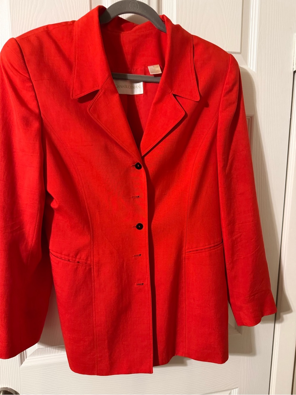 Dana Buchman Vibrant Red Notch-Collar Blazer